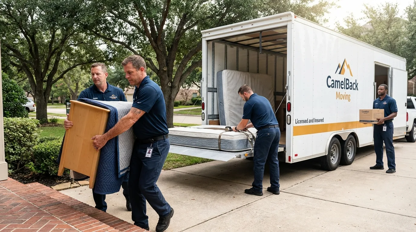 Crew loading residential truck for cross-state move from Englewood Cliffs, NJ