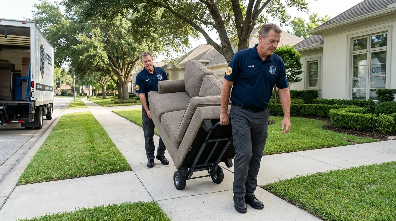 Local residential moving crew loading furniture in Englewood Cliffs, NJ