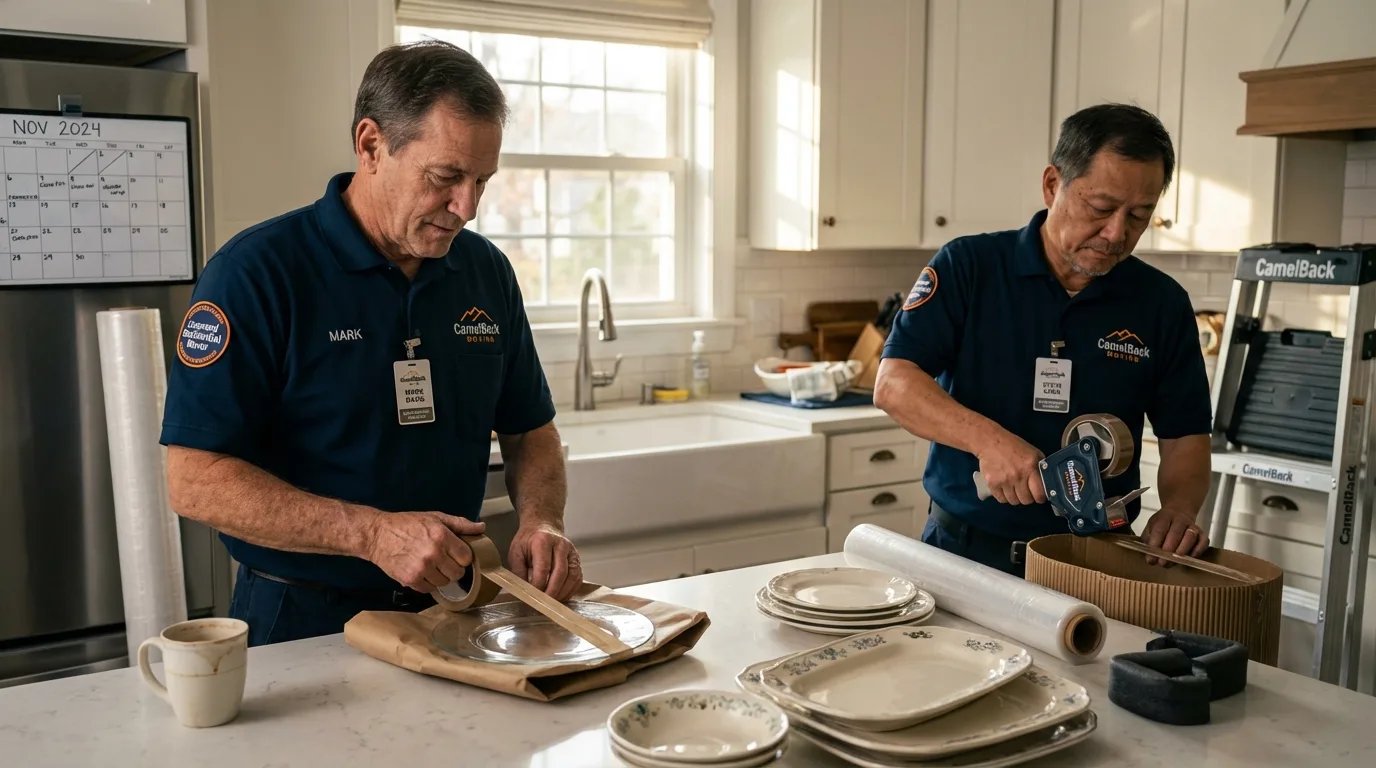 Professional crew packing kitchen dishware in Englewood Cliffs, NJ
